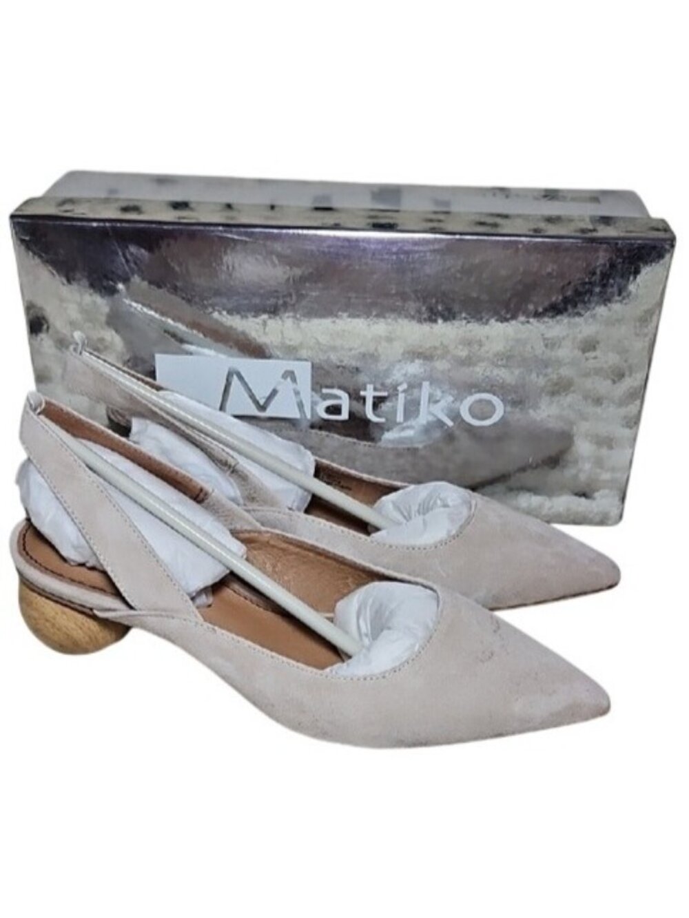 Matiko Circa Peach Slingback Point Toe Heels New Size 37 euro 6.5 US Women's